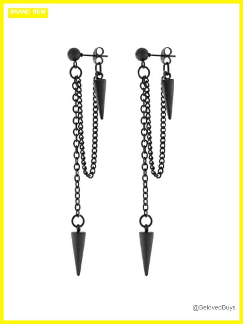 Stainless Steel Spike Chain Dangle Earrings Gothic Emo Punk Grunge